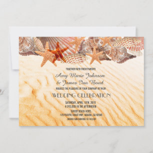 Convite Casamento com praia e areia convoca concha5