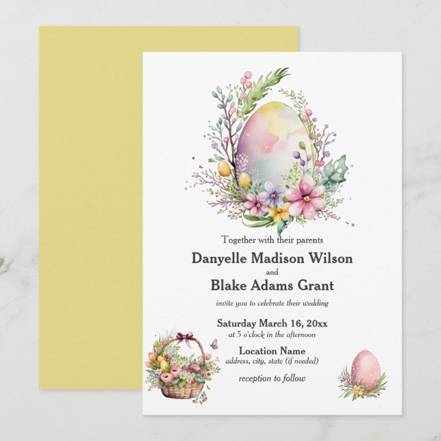 Convite Casamento com Primavera de Aquarela do Tema da Pás (Frente/Verso)