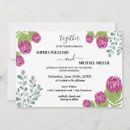 Convite Casamento com Protea Flower Garden