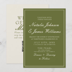 Convite Casamento com QR Code de Dinheiro Antigo em Verde