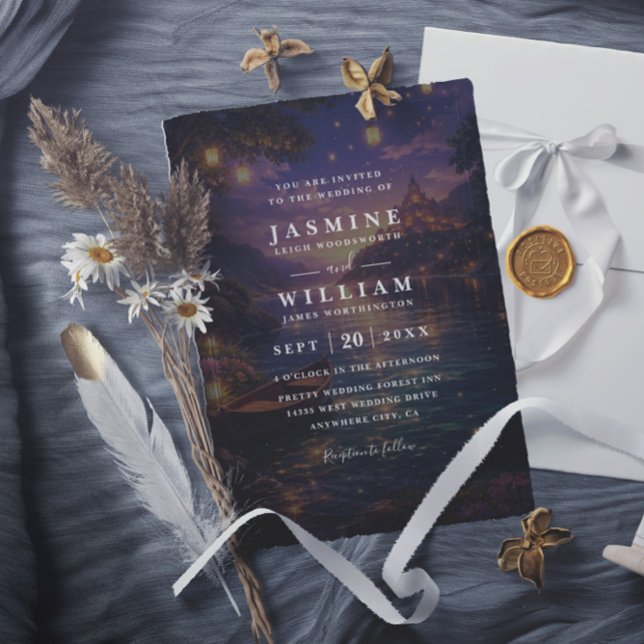 Convite Casamento com QR Code de Lanternas Emaranhadas Ele (Criador carregado)