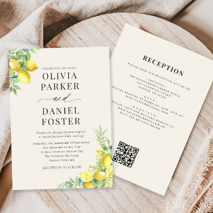 Convite Casamento com QR Code de Limão Italiano Elegante