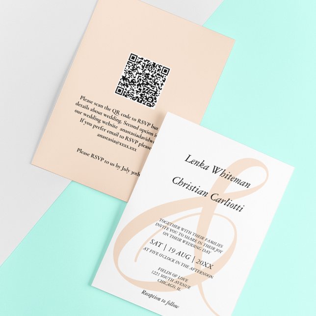 Convite Casamento com QR-Code e E comercial em Pele de Pês (Criador carregado)
