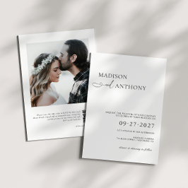 Convite Casamento com QR Code e Foto Moderno e Minimalista