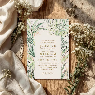 Convite Casamento com QR Code Elegante de Destino Tropical