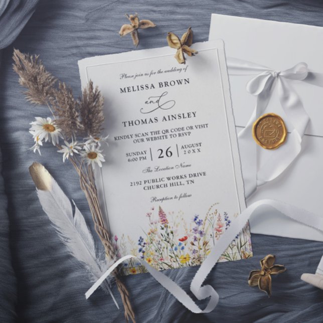 Convite Casamento com QR Code Elegante Moderno e Orçamento (Criador carregado)