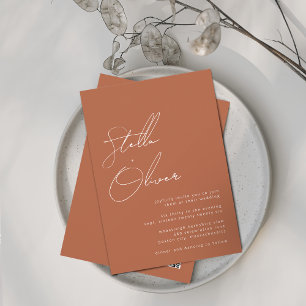 Convite Casamento com QR Code em Caligrafia de Terracota R