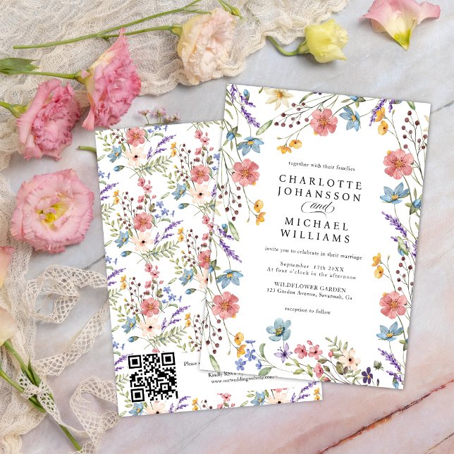 Convite Casamento com QR Code para Jardim Rústico Moderno  (Criador carregado)