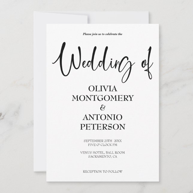 Convite Casamento com QR Code Simples Minimalista Moderno (Frente)