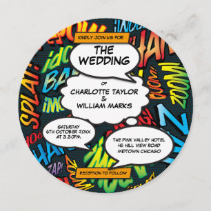 Convite Casamento com quadrinhos de diversão tipográfica m