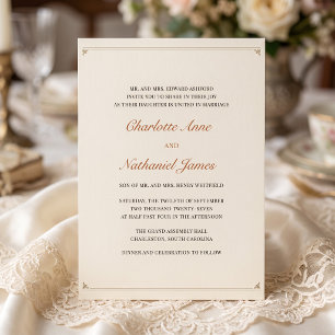 Convite Casamento com Quadro de Canto de Rolo Ornamentado