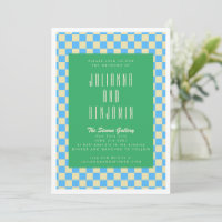 Casamento com Quadro de Verificação Verde e Azul