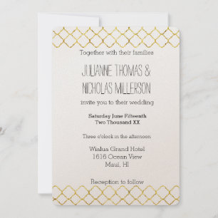Convite Casamento com Quatrefoil Dourado