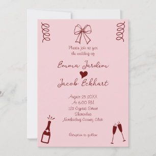 Convite Casamento com Rabiscos Caprichosos Modernos