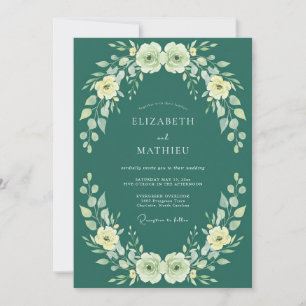 Convite Casamento com Ranúnculo Creme e Eucalipto Azul Esc