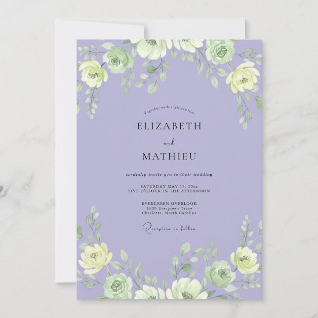 Convite Casamento com Ranúnculo de Ámbar Celestial (Frente)