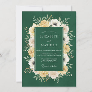 Convite Casamento com Ranúnculo Dourado e Eucalipto Esmera