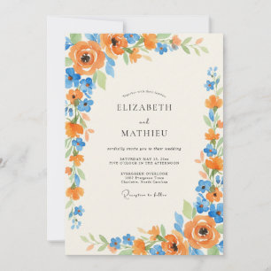 Convite Casamento com Ranunculus Eucalipto Âmbar Azul