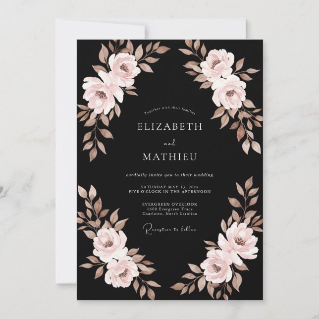 Convite Casamento com Ranunculus Eucalipto e Champanhe Pre (Frente)