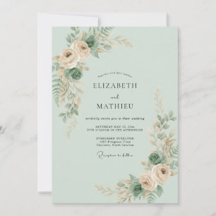 Convite Casamento com Ranunculus Eucalipto e Tons de Celad