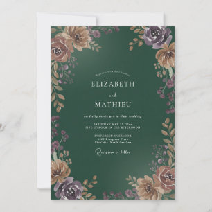 Convite Casamento com Ranunculus Eucalipto Roxo Sujo de Fl