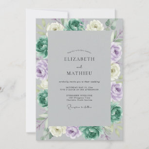 Convite Casamento com Ranunculus Eucalipto Teal Lavanda