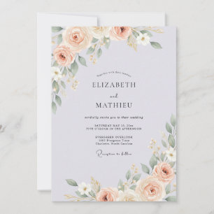 Convite Casamento com Ranunculus Eucalipto Violeta Pálido