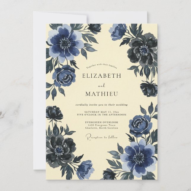 Convite Casamento com Ranunculus Eucalyptus em Tons de Índ (Frente)