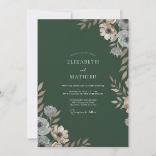 Convite Casamento com Ranunculus Taupe e Eucalipto na Flor