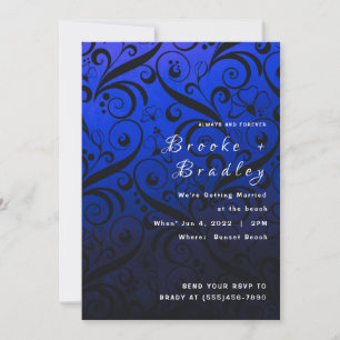 Convite Casamento com Redemoinho Floral Azul