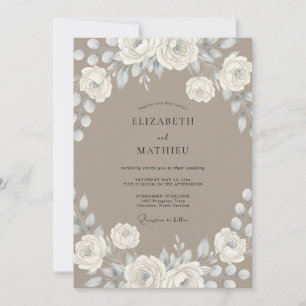 Convite Casamento com Redemoinho Floral Creme