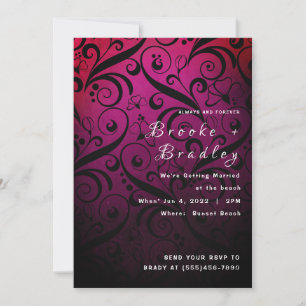 Convite Casamento com Redemoinho Floral Rosa-Roxo