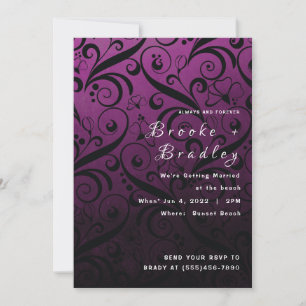 Convite Casamento com Redemoinho Floral Roxo