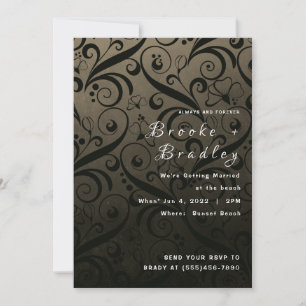 Convite Casamento com Redemoinho Floral Verde Oliva