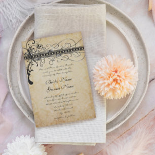 Convite Casamento com Redemoinhos Elegantes e Funky Preto