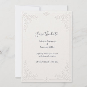 Convite Casamento com renda damasco elegante em branco est