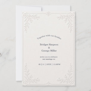 Convite Casamento com Renda Damask Estilosa Branca Elegant
