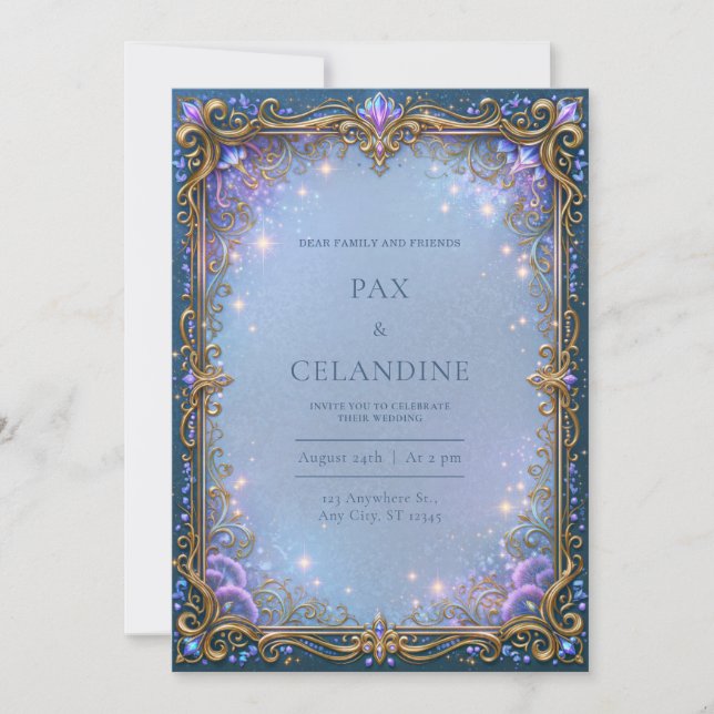 Convite Casamento com Renda Estrela Lavanda (Frente)