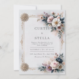 Convite Casamento com Renda Marfim e Rubor