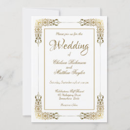 Convite Casamento com rendas Douradas do Ornamentado Elega