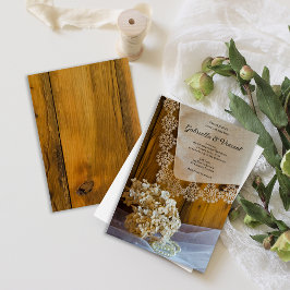 Convite Casamento com rendas e flores