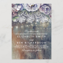 Casamento com rendas flóricas de ameixa azul e ved