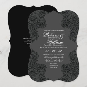 Convite Casamento com rendas gótico preto