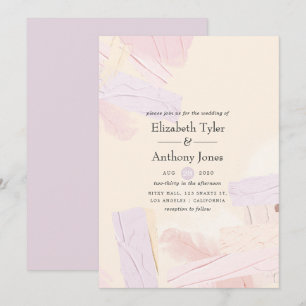 Convite Casamento com respingo de tinta rosa pastel e lava