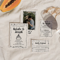 Casamento com retrato de bolos desenhados na mão m