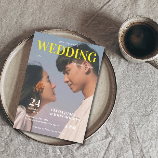 Convite Casamento com revista de código QR retrô (Criador carregado)