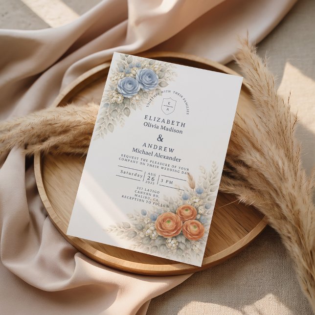 Convite Casamento com Rosa Azul Botânica (Criador carregado)