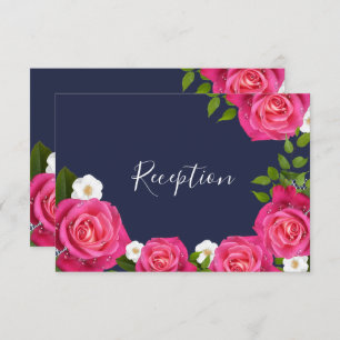 Convite Casamento com Rosa Azul e Rosa Rosa - Recepção