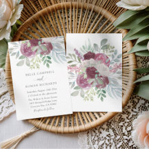 Casamento com Rosa Burgundy Rústica em Aquarela