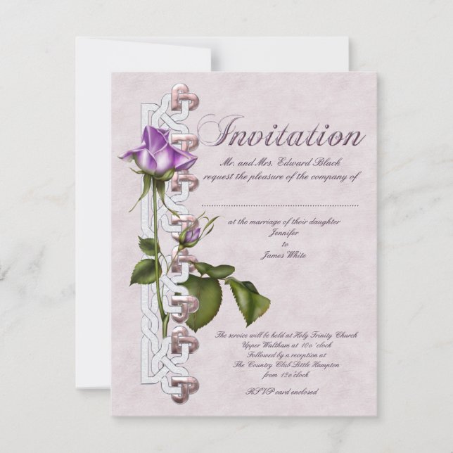 Convite Casamento com Rosa Celta (Frente)